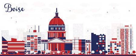 Abstract Boise USA city Skyline with color buildings. Vector Illustration. Cityscape with landmarks.のイラスト素材