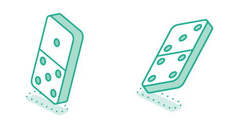 Isometric domino. Illustration. Outline object isolated on white. Icon for website and video game.の写真素材