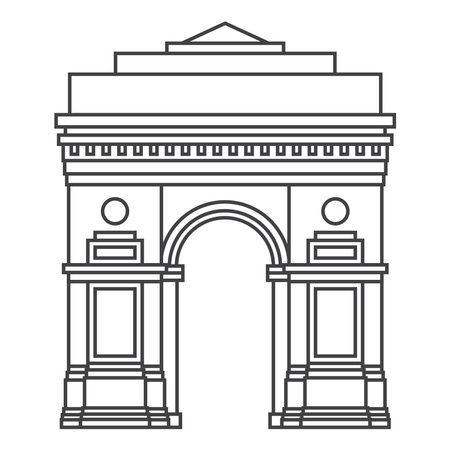 World famous triumphal arch. Landmark in outline style. Linear vector icon. Monument. Vector illustration.のイラスト素材
