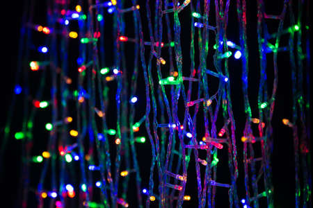 LED electric Christmas lights on dark background