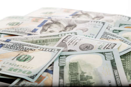 Dollars Closeup Concept. American Dollars Cash Money. One Hundred Dollar Banknotes.の写真素材