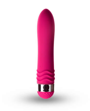 Pink Vibrator (dildo) on a white backgroundの写真素材