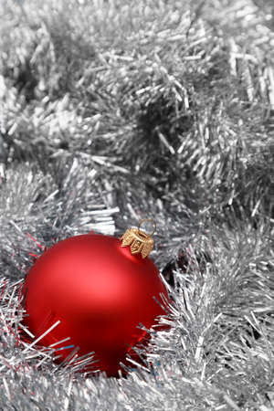 christmas ball on tinselの写真素材