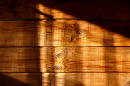 The sun beam from the window on the wooden wallの写真素材