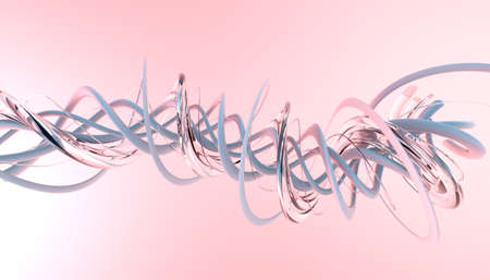 Twisting tubes on a pink background