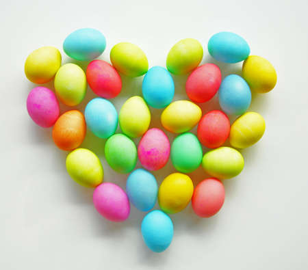 Easter eggs in a shape of a heartの写真素材
