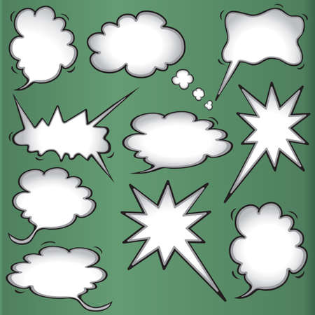 Comic book speech bubbles on chalkboard backgroundのイラスト素材