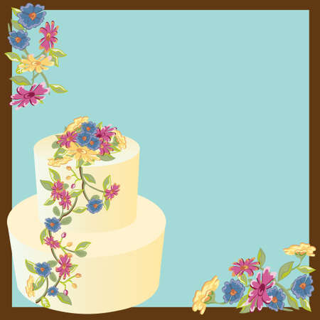 Pretty floral cake invitation for your garden, wedding, shower or birthday party.