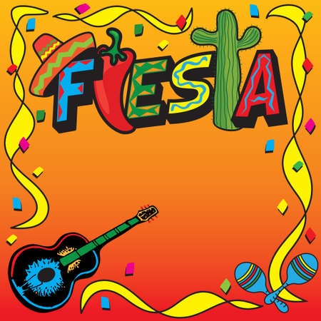 Mexican Fiesta Party Invitation with room for your typeのイラスト素材