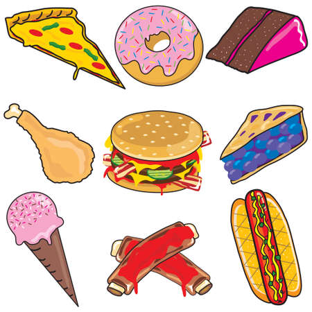 Junk Food Clipart elements and iconsのイラスト素材
