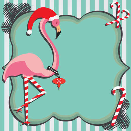 Flamingo Christmas Cardのイラスト素材