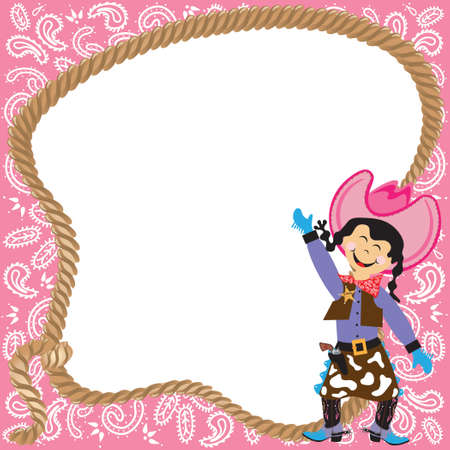 Cute Cowgirl Birthday Party Invitationのイラスト素材