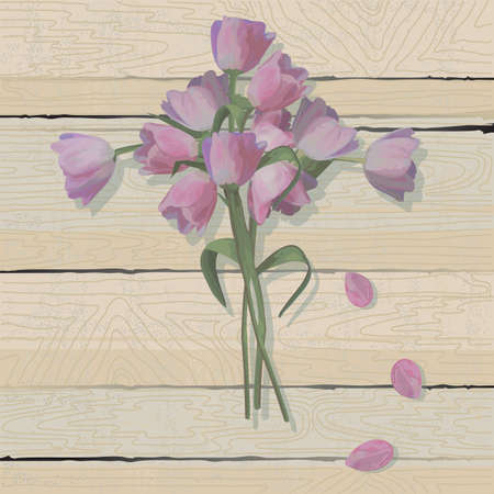 Tulip Easter Cross  on a weathered wood backgroundのイラスト素材
