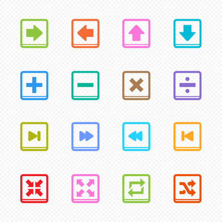 Media Player Color line symbol and icon on white backgroundのイラスト素材