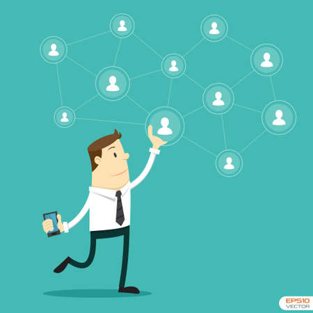 Businessman and Social networkのイラスト素材