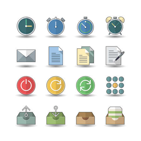 Flat color style Office & Business icons setのイラスト素材