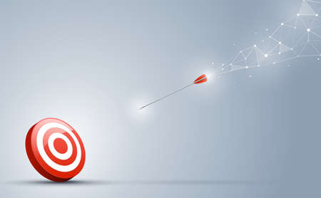 The arrowheads towards the target center. Points and connecting lines on a background. The connection on the business conceptのイラスト素材
