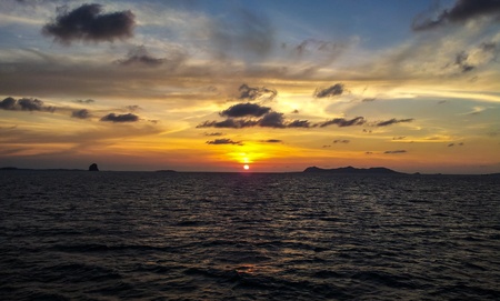 Dramatic sunset at Samui Islandの写真素材