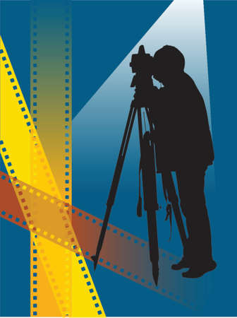 silhouette of a photographer on film strips