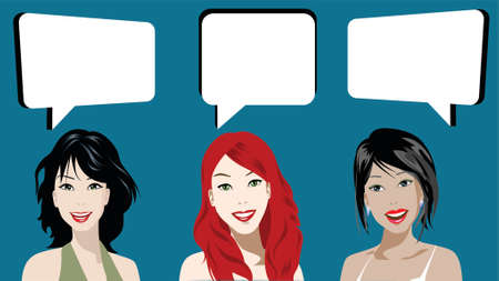 illustrated woman chattingのイラスト素材