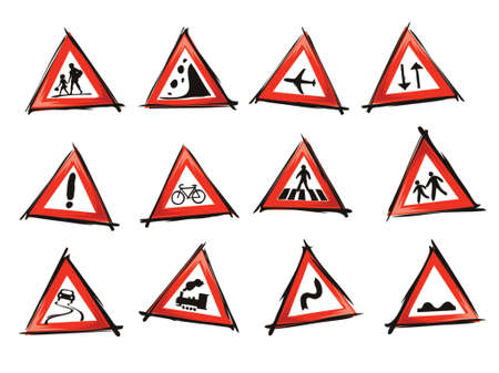 illustration of traffic signs, icon setのイラスト素材