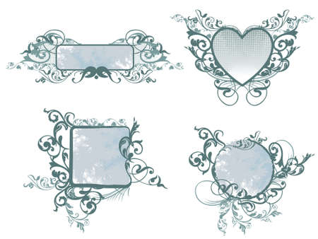 Blue Floral Banner Collectionのイラスト素材