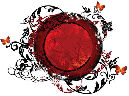 Floral circle banner with butterfliesのイラスト素材