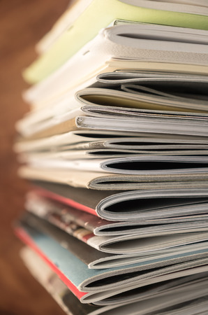 Stack of magazines close upの写真素材