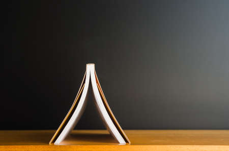 A book standing in a strange shapeの写真素材