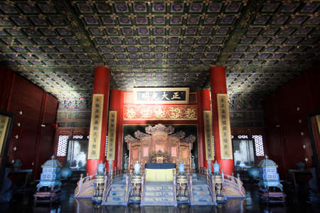 the Chinese king s throne in Beijing Forbidden Cityのeditorial素材