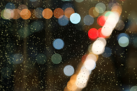 Abstract water drop background, blur and bokeh, raining