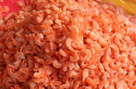Plenty of dry shrimp at the market for sellの写真素材
