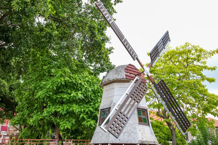 MALACCA, MALAYSIA - JULY 16, 2016: Windmill in the Jonker Street is the centre street of Chinatown in Malacca. It was listed as a UNESCO World Heritage Site on 7 July 2008.のeditorial素材