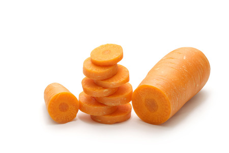 Isolated carrot sliced on white backgroundの写真素材