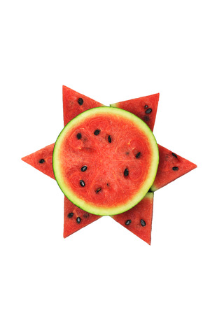 Watermelon Ripe and tasty isolated on white backgroundの写真素材