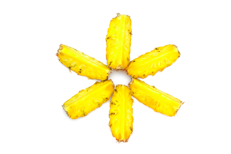 Isolated of pineapple fruit sliced on white backgroundの写真素材