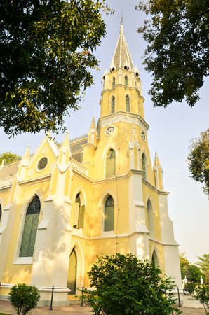 old church in thailand,sunsetの写真素材