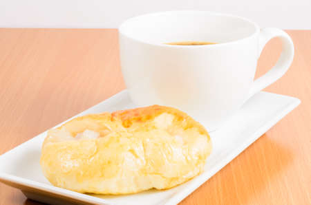 black coffee and bread ,coffee break