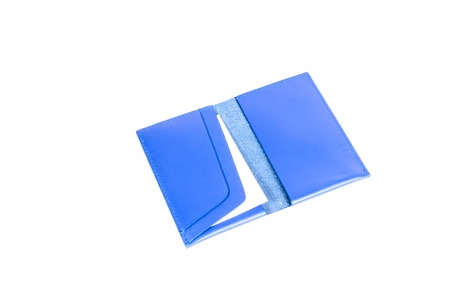blue leather name card pocketの写真素材