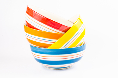 set of colorful bowlの写真素材