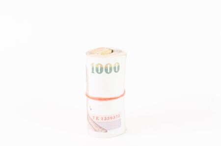 thai banknote on white backgroundの写真素材