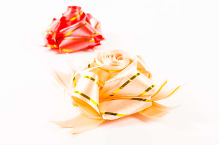 ribbon craft on white background,handmadeの写真素材