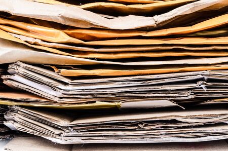 pile of brown envelope and cardboard box for recyclingの写真素材