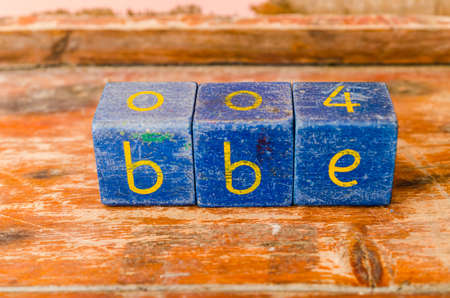 old wooden cube textの写真素材