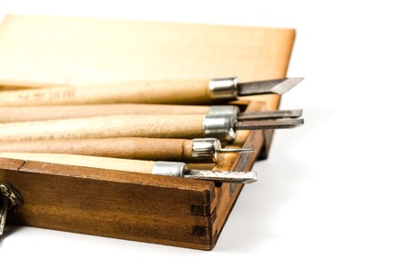 Set of carving tools on white background