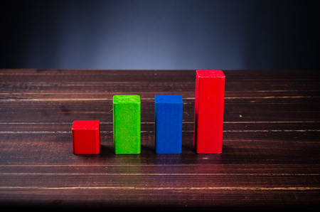 Concept of growth in business,stack of wooden block,bar graphの写真素材