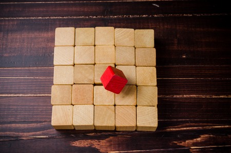 wooden toy blocks isolated on white background,different conceptの写真素材