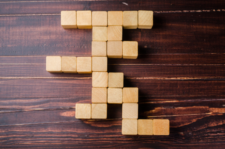 wooden toy blocks isolated on white backgroundの写真素材