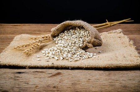 Job's tears from sack bag, agriculture productsの写真素材