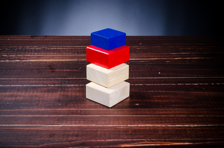 Concept of growth in business,stack of wooden block,bar graphの写真素材
